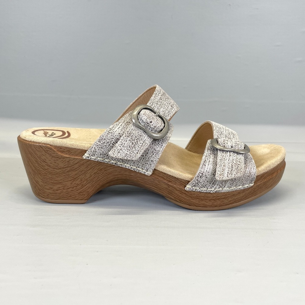 Dansko Sophie Wedge Sandals Womens Size 40 US 9.5 Gray Leather Comfort Shoes